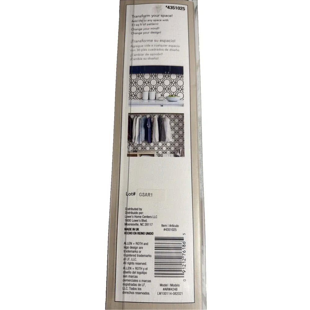 NIB AR Peel & Stick Crawford Black & White Removable 18ft X 20.5 In